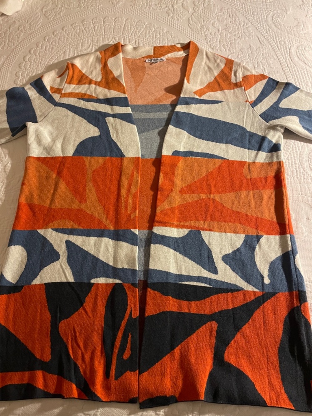 NorthStyle Orange Multi Open-Front Abstract Stripe Cardigan - Picture 3 of 11